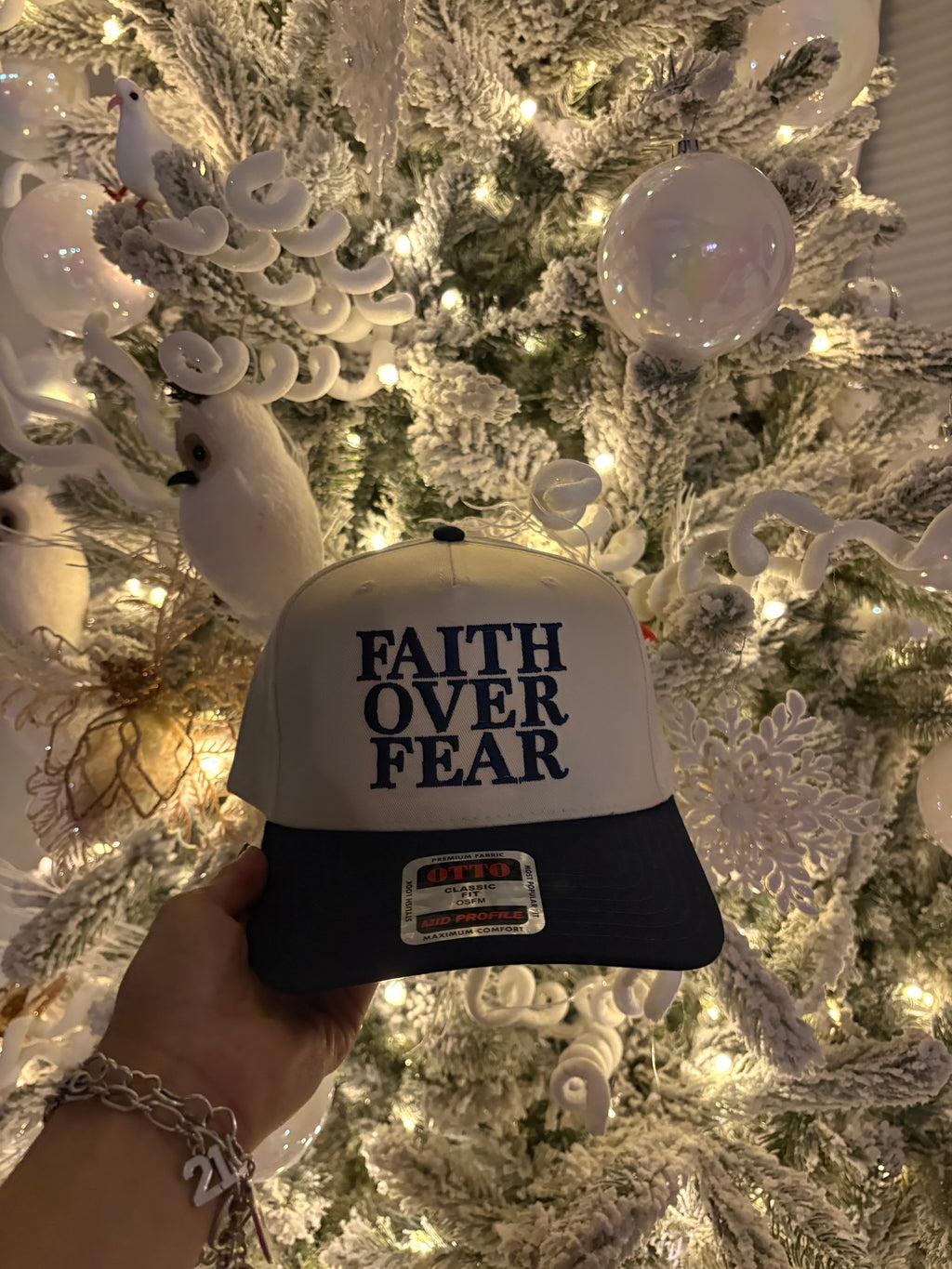 Navy Blue "Faith Over Fear" Hat
