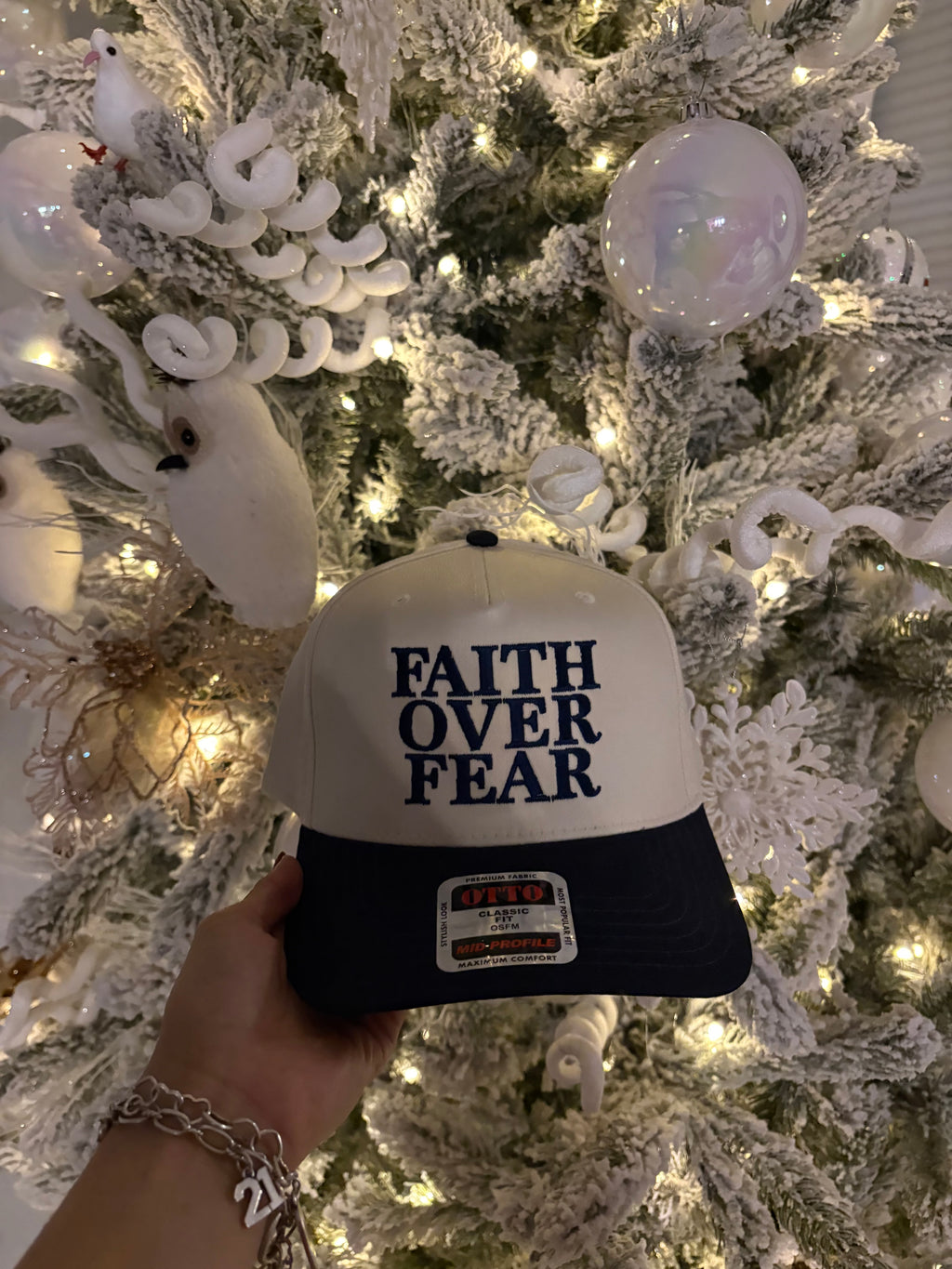 Navy Blue "Faith Over Fear" Hat